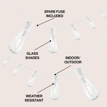 10-Light Indoor/Outdoor 10 ft. Rustic Industrial ST38 Clear Bulb String Lights